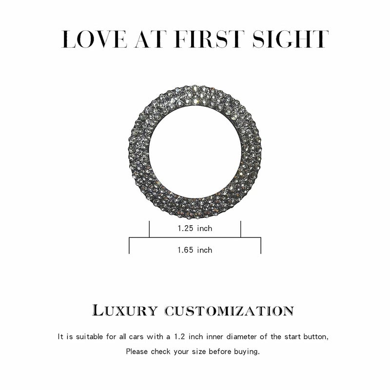 Murimt Bling Car Button Start Button Cover/Sticker for Wowen, Car Engine Start Stop Trim Ring, Shiny Crystal Rhinestone Key Ignition and Knob Ring (Diamond Black)… - Image 3
